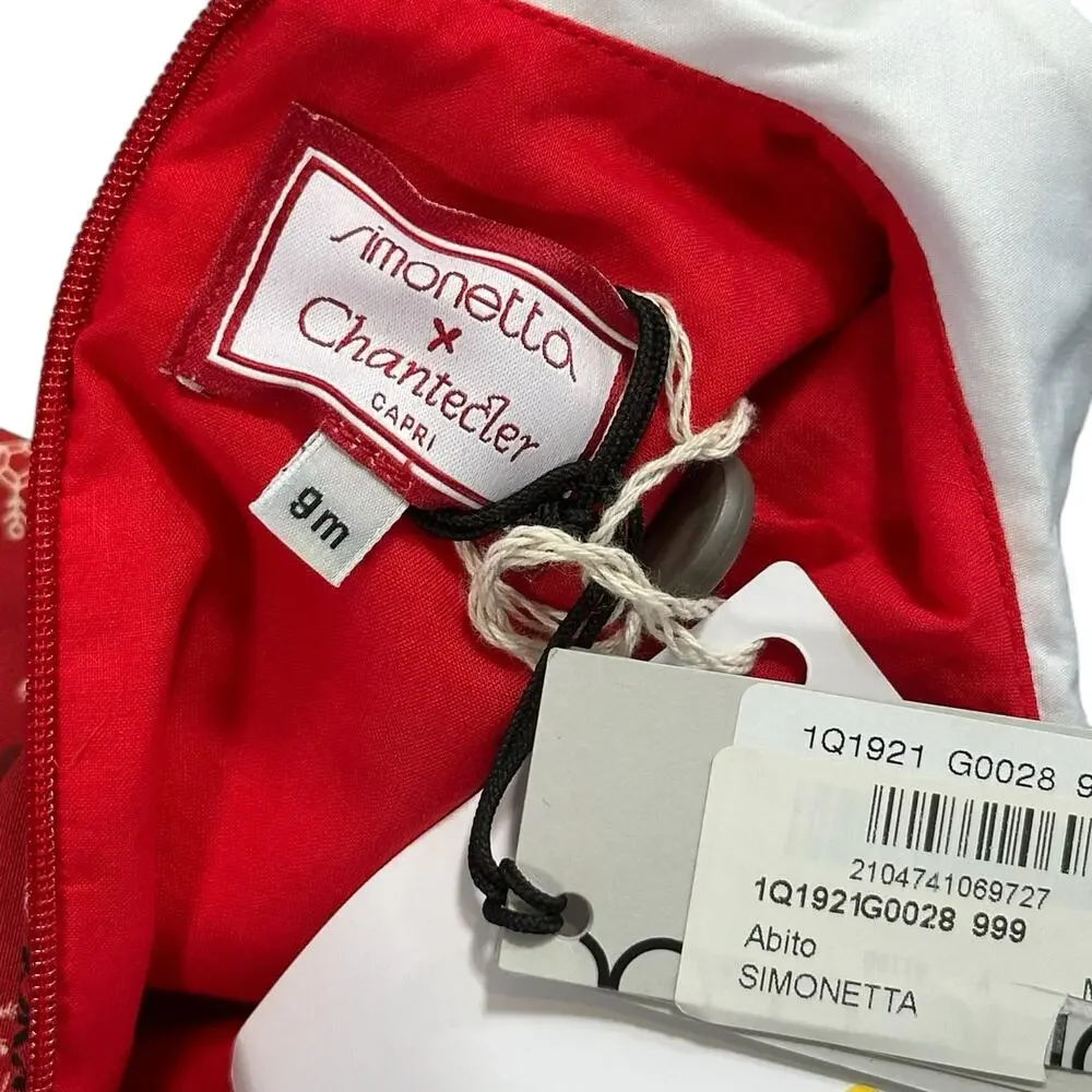 Simonetta x‎ Chantecler Capri Abito Red Christmas Dress Baby Girl Size 9 Months